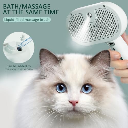 3 In 1 Self Cleaning Steamy Pet Brush, Pets Spray Hair Removal Comb - Anti-Static, Dog Grooming Tool with Steam & Self-Cle...