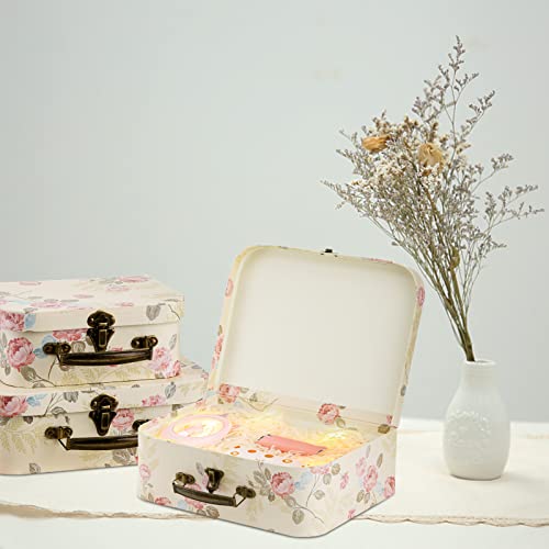 Fasmov 3 Pack Paperboard Suitcases Storage Box Decorative Boxes Storage Gift Boxes With Lids for Photo Storage Home Decora...