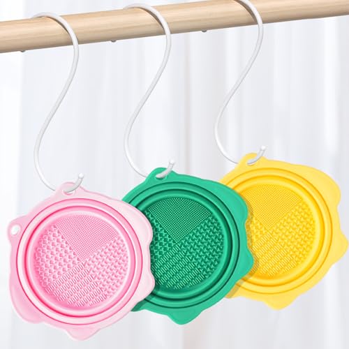 QidaiaLuck Paint Brush Cleaner Mat,Foldable Silicone Makeup Brush Cleaner Pad Bowl,Portable Cleaning Tool for Paintbrush,B...
