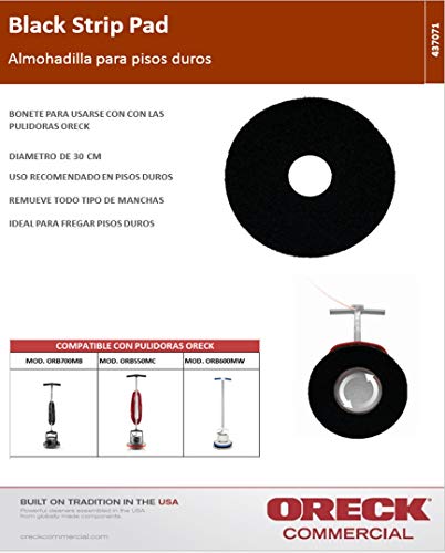 Oreck Commercial 437071 Strip Orbiter Pad, 12 in. Diameter, Most Aggressive Scrub Pad, Use with ORB550MC Oreck Commercial ...