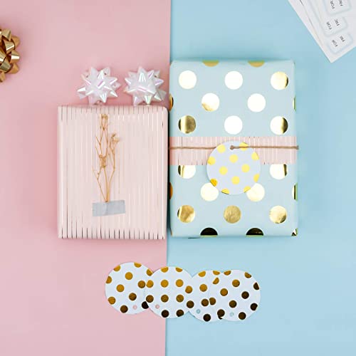 MAYPLUSS Wrapping Paper Set - Mini Roll with Bow & Ribbon & Gift Tags & Stickers - 17 inch X 120 inch Per roll - Pink Gold...