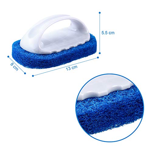BBTO 4 Pack Teak Brush Cleaner with Handle Teak Cleaning Brush Cleaning Scrub Scouring Pads Scrubbers for Simple Easy Poli...