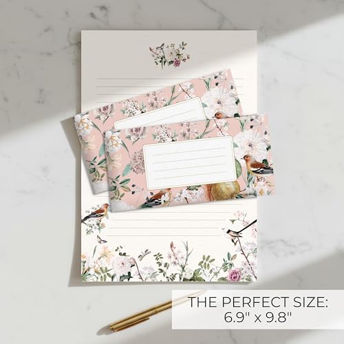 Beautiful Stationery Set with Envelopes - Premium-Quality, No-Bleed Lined Letter Writing Paper with Elegant Floral Designs...