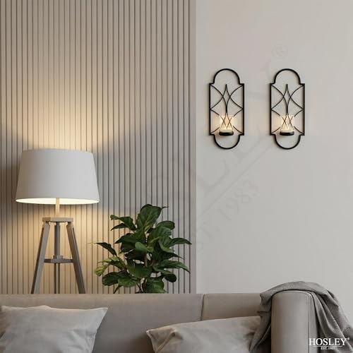Hosley Set of 2 12 Inch High Iron Tealight Candle Wall Sconces Ideal Gift for Wedding Special Occasion Spa Aromatherapy Ha...