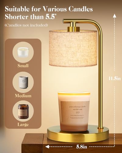 Candle Warmer Lamp with Timer Dimmer, Candle Lamp Warmer with Linen Shade - Birthday House Warming Gift for Women Mom Her...