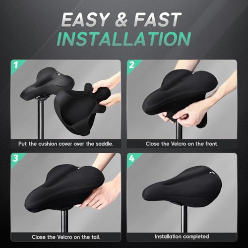 MEENCOOL Bike Seat Cushion - Gel Padded Bike Seat Cover for Men Women Comfort, Adjustable Velcro Secure Bicycle Seat Cushi...