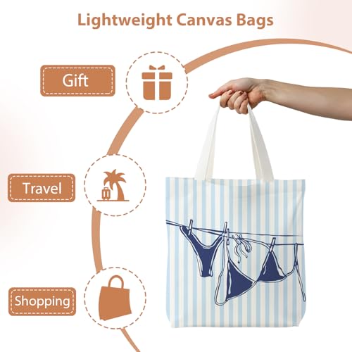 Likjad Striped Canvas Bag, Floral Tote Bag, Striped Items for Women and the Best Choice for Those Who Love Stripes