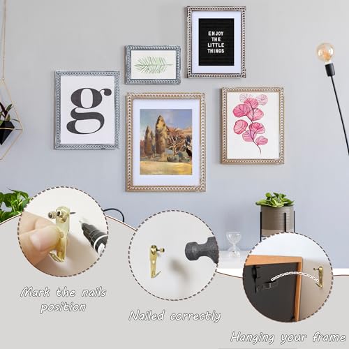 Gdfmsc 4x6 Rustic Picture Frame with Mat for 3x5, Decorative Distressed Beaded Wooden Real Glass, Vertical or Horizontal D...