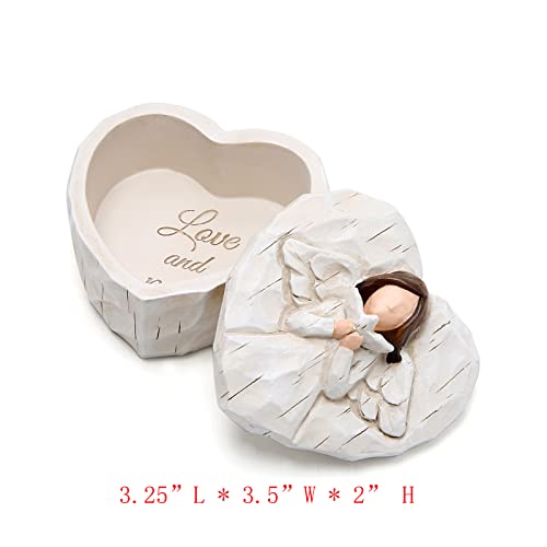 Hodao Angle Figurines Keepsake Box Decorations For Home Living Room Table Sculpted Hand-Painted Memorial Keepsake Box Love...