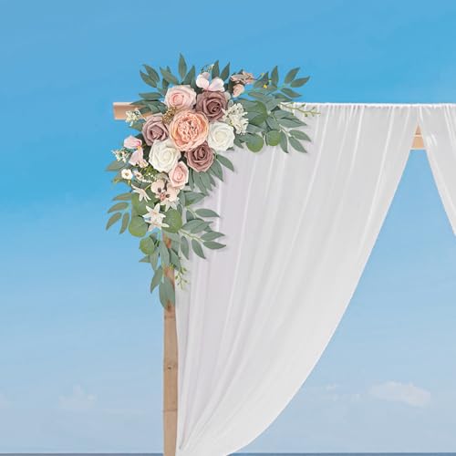 Finphoon Pink Wedding Arch Flowers Set of 2, Artificial Wedding Arch Floral Swag Arrangement for Reception Photo Backdrop ...