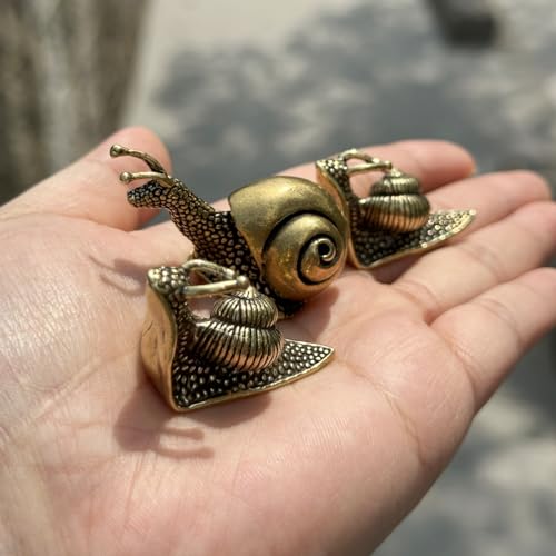 XYLIBLLA 3Pcs Brass Snail Statue Decor, Retro Mini Copper Snail Statue Home Decoration for Living Room and Desk, Outdoor P...