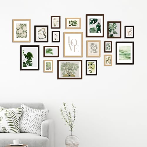 Hongkee 6x9 Oak Wood Picture Frame, Display Photos 5 x 8 with Mat or 6 x 9 without Mat - Tempered Glass Cover, Horizontal ...