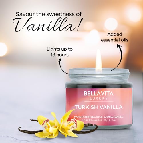 Bella Vita Organic Fall Decor Candles Set of 4 | Best Gift for Valentine's Day | Turkish Vanilla, French Lavender, Indian ...