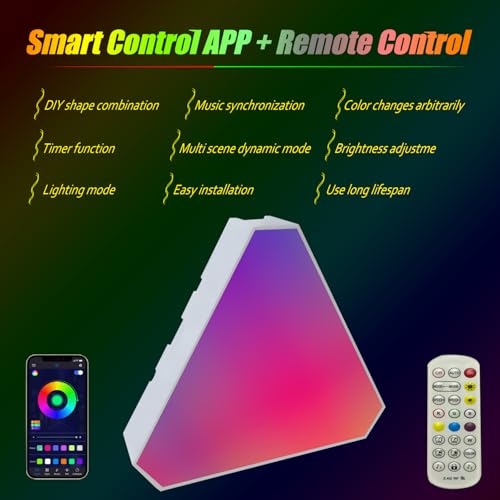 EXQSERAMC Smart RGB Modular Hex Light Panels LED Splicing Hexagon Bright Mood Wall Lamp Music Sync Creative DIY Geometric ...