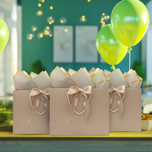 KeerxunBag The comes with 12 champagne-colored gift bags, including 24 jelly papers, 12 thank-you cards and 12 ribbons, ma...