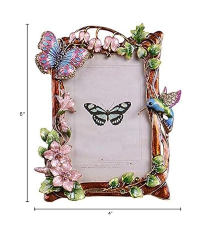 ChezMax Vintage Picture Photo Frames - 4X6 Butterfly Antique Picture Frame, Retro Metal Ornate Flower Frame with Glass, Ta...