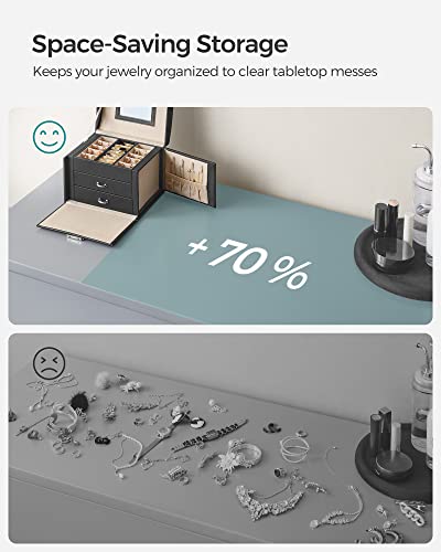 SONGMICS 3-Tier Jewelry Box, Travel Jewelry Case with Handle, 2 Drawers, Lockable Jewelry Organizer with Mirror, Jewelry S...