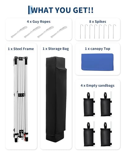 GarveeLife Canopy Tent, GarveeLife 10X10 FT Pop Up Canopy Outdoor Instant Tent Slant Legs with Carrying Bag, Portable Gaze...