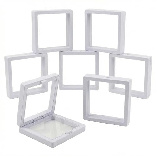 Chiegeguu 6 Pack 3D Floating Display Case, Clear Jewelry Display Box with Suspended Film, Transparent Storage Holder for R...