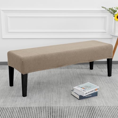 SPRINGRICO Stretch Dining Bench Cover, Removable Bench Slipcover Washable Bench Seat Protector Rectangle Bench Cover for D...