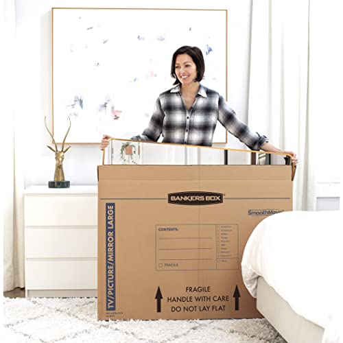 Bankers Box Large, Up to 55" TV/Picture/Mirror, Moving Box 4 Pack, 48-In x 4-In x 33-In (7711301)
