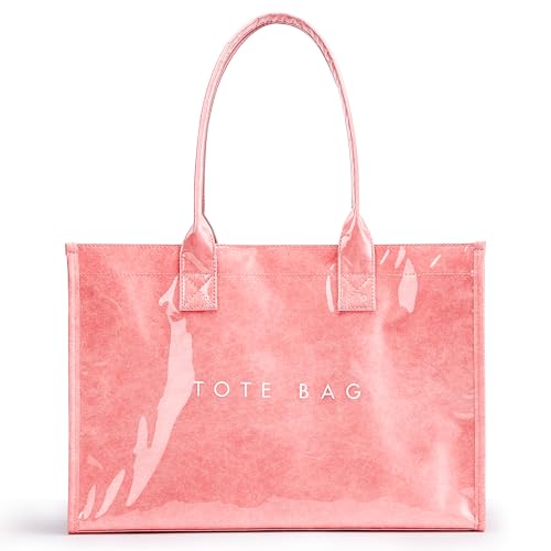 KALIDI PVC Tote Bag Women’s Kraft Paper Work Handbags Purses with Top Handle