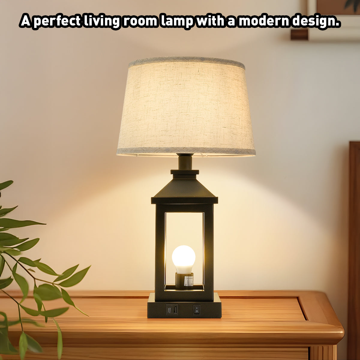 20.5in Black Farmhouse Bedside Table Lamp For Living Room, 3-Way Dimmable Touch Control Modern Nightstand Lamp With 2 Light For Bedroom, Home, Office Bulbs Included