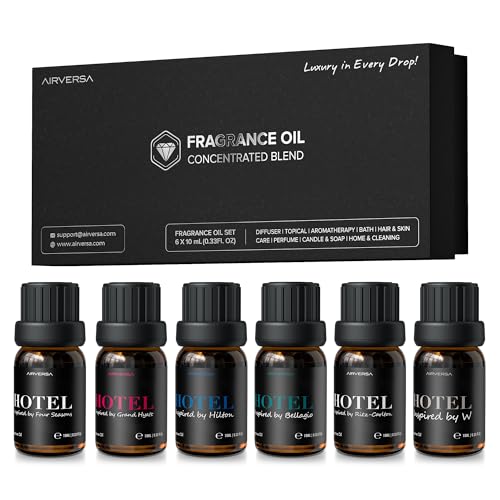 Airversa Hotel Scent Diffuser Oils, Fragrance Oils Set, 10mL | 0.34 Fl Oz x 6