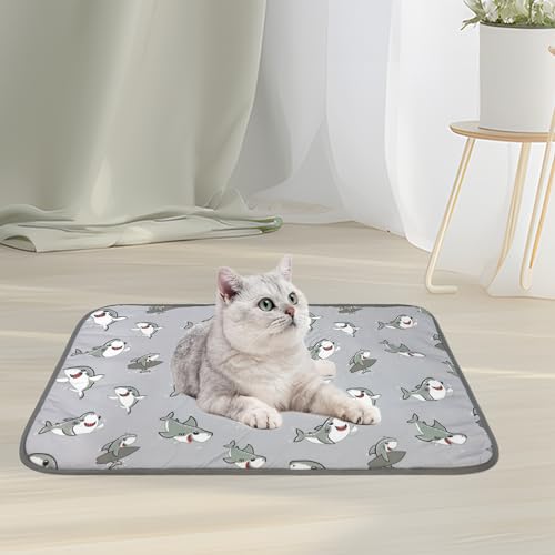 NACOCO Summer Pet Cooling Mat - Cat Dog Cushion Pad Sleeping Cool Sharks Comfortable Soft for Pets Kids and Adults (Grey S...