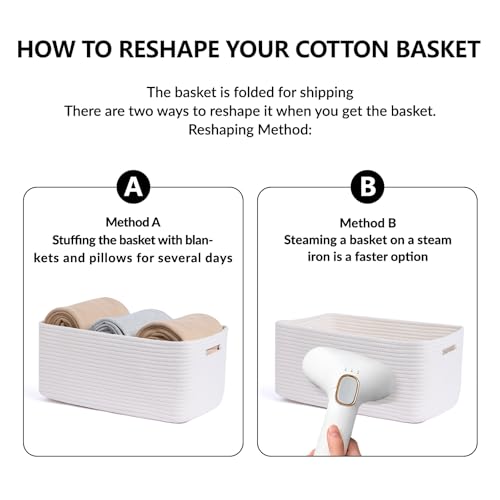 MiniArk Large Storage Baskets for Organizing, Closet Shelf Baskets for Clothes Blanket Towels, Baby Nursery, Toy Bins Box,...