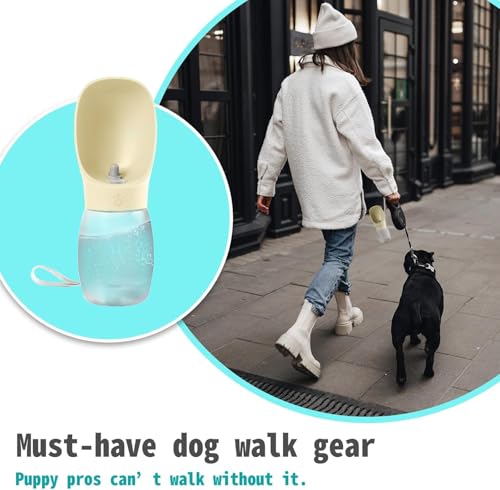 Portable Dog Water Bottle, 12 oz, Leak-Proof Travel Pet Dispenser, Teal,Puppy Water Dispenser with Drinking Feeder for Tra...