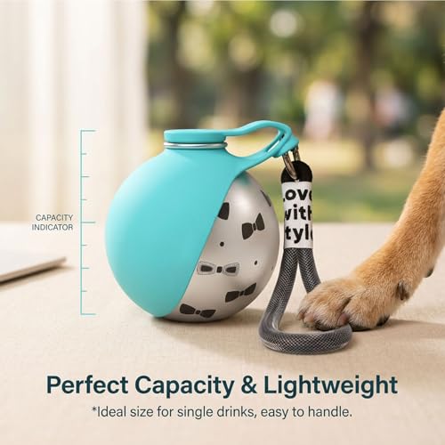 Foldable Pet Water Bottle for Travel, 2 in 1 Portable Dog Water Bottle, Water Bottle for Dogs on Walks, Stainless Steel Bo...