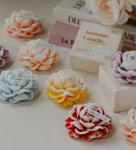 Jasmine Flower Shape Scented Candle,50G Multicolour Romantic Soy Wax Aesthetic Decorative Healing Candle for Valentine's D...
