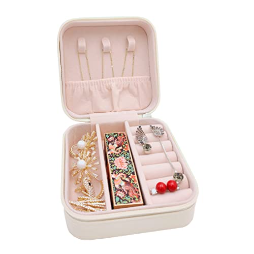 TRODANCE Mini Jewelry Case, Small Travel Jewelry Organizer, Portable Jewelry Box Storage Display Box For Rings, Earrings, ...