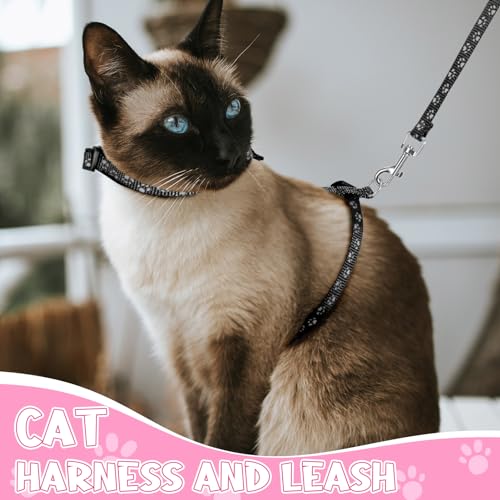 Auidy_6TXD 3 Pack Cat Harness and Leash Reflective Cat Harness Escape Proof for Walking Adjustable Kitten Harness for Smal...