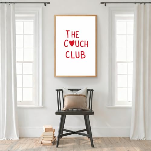 Framed The Couch Club Poster Canvas Print Art Minimalist Aesthetic Quirky Poster Pictures Wall Art Wall Decor for Living R...