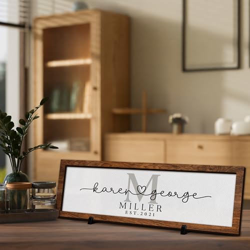 Personalized Sign for Couples, Family Sign w/Names and Date, Customized Wooden Sign for Wedding, Valentines Day Gifts for ...
