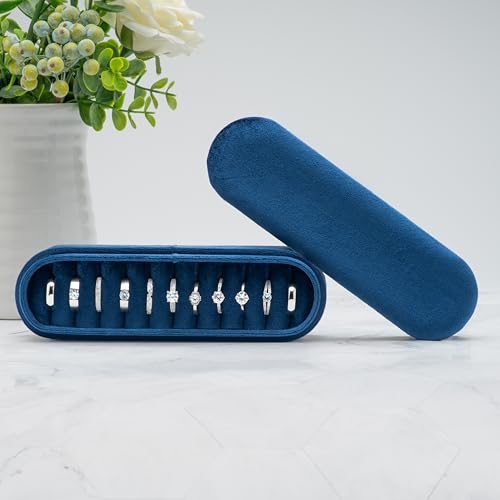 COWFEX Velvet Small Multiple Ring Box Portable Organizer Display Storage Travel Case Jewelry Earring Holder for Wedding Bi...
