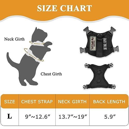 Tactical Cat Harness for Walking Escape Proof, Soft Mesh Adjustable Pet Vest Harness for Large Cat, Small Dog and Khaki (B...