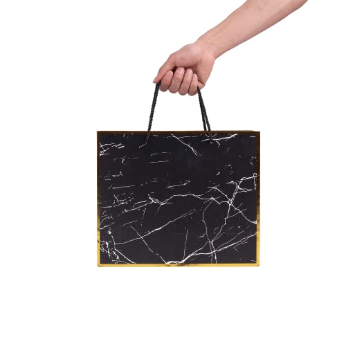 ysmile Marble Black 12" Premium Gift Bag with Tissue Paper for Men Birthday Anniversary Father Day