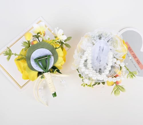 MAFELOE Corsage Boutonniere Set 2 Pieces, Artificial Rose Flowers Accessories for Wedding Prom Party Homecoming Celebratio...