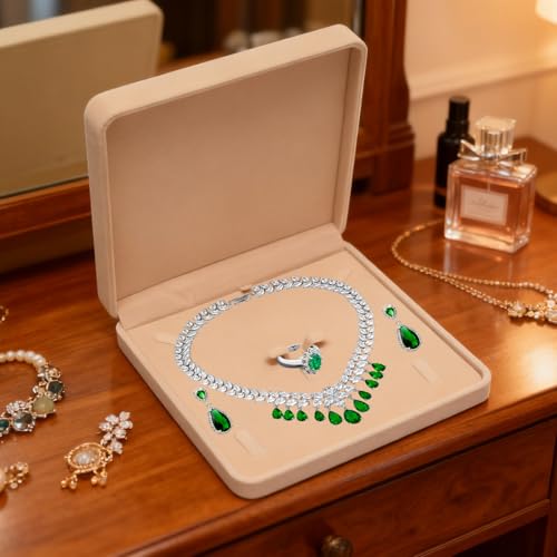 PINE & LINEN Velvet Jewelry Set Box,Bracelet Necklace Earring Ring Elegant stylish Gift Box,Decorative Jewelry Storage Hol...