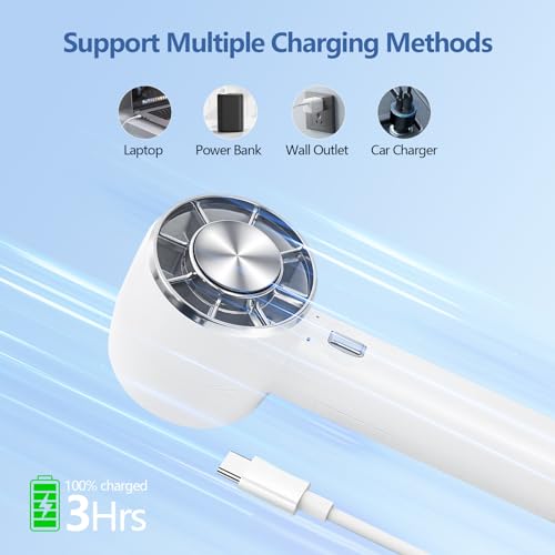 loranu Handheld Portable Turbo Fan with Cold Compress, High-Speed 2 in 1 Hand Held & Desk Fan, 4200mAh Battery Rechargeabl...