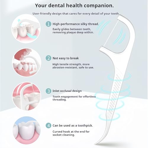 5 Pack Travel Dental Floss Pick Case with 50 Pcs Premium Toothpick Sticks - Floss Pick Holder for Teeth Cleaning, Mini Tra...