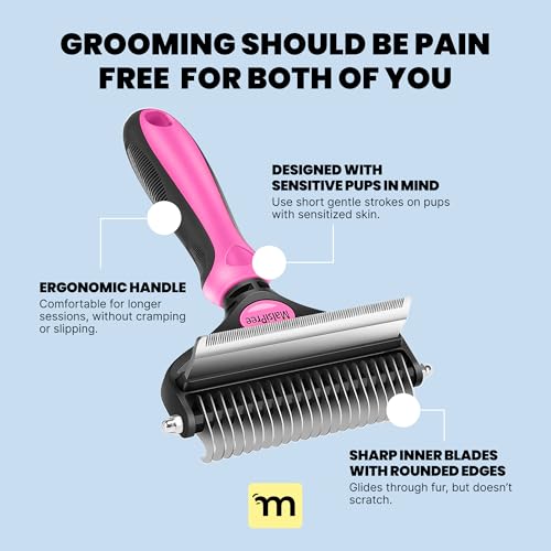MalsiPree Dog Brush for Shedding - 2 in 1 Undercoat Rake Deshedding Tool for Medium to Large Double-Coated Dog Grooming - ...