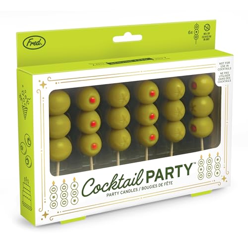 Genuine Fred Cocktail Party Olive Birthday Candles – Set of 6 Martini Olive Celebration Candles with Wooden Picks – Fun De...