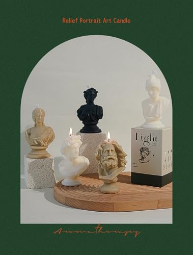 Muse Bust Statue Scented Candle,100G Greek Aesthetic Soy Wax Aroma Candle for Table Photo Prop,Matte Tea Color,Smokeless F...