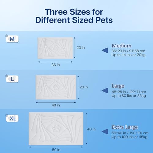 Petrendy Dog Cooling Mat, 48"x28" Cooling Mat for Large Dogs, Arc-Chill Cold Fabric Delivers Rapid and Lasting Cool (Q-Ma...