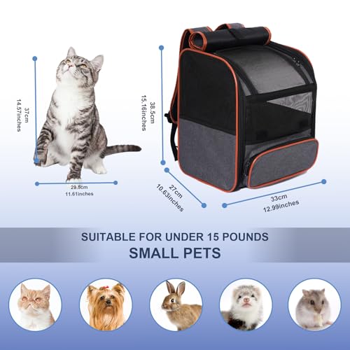 Pesen Cat Backpack Carrier, Breathable & Foldable Pet Carriers for Cats, Small Dogs and Rabbits Under 15 lbs, Airline Appr...