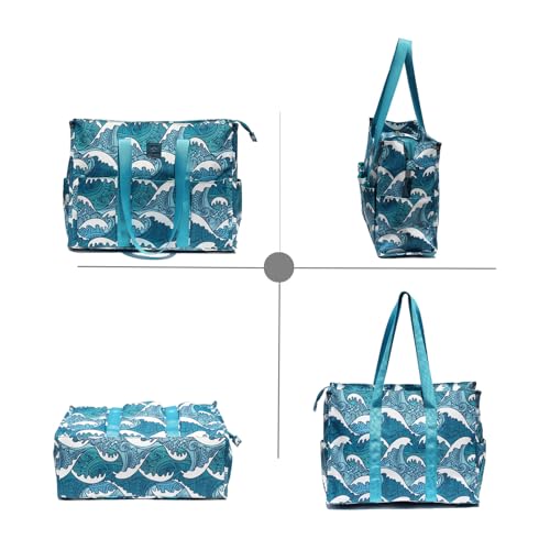 ESVAN Utility Tote Bag with Zip Top Waterproof Teacher Tote Bag for Teacher Work Women Beach